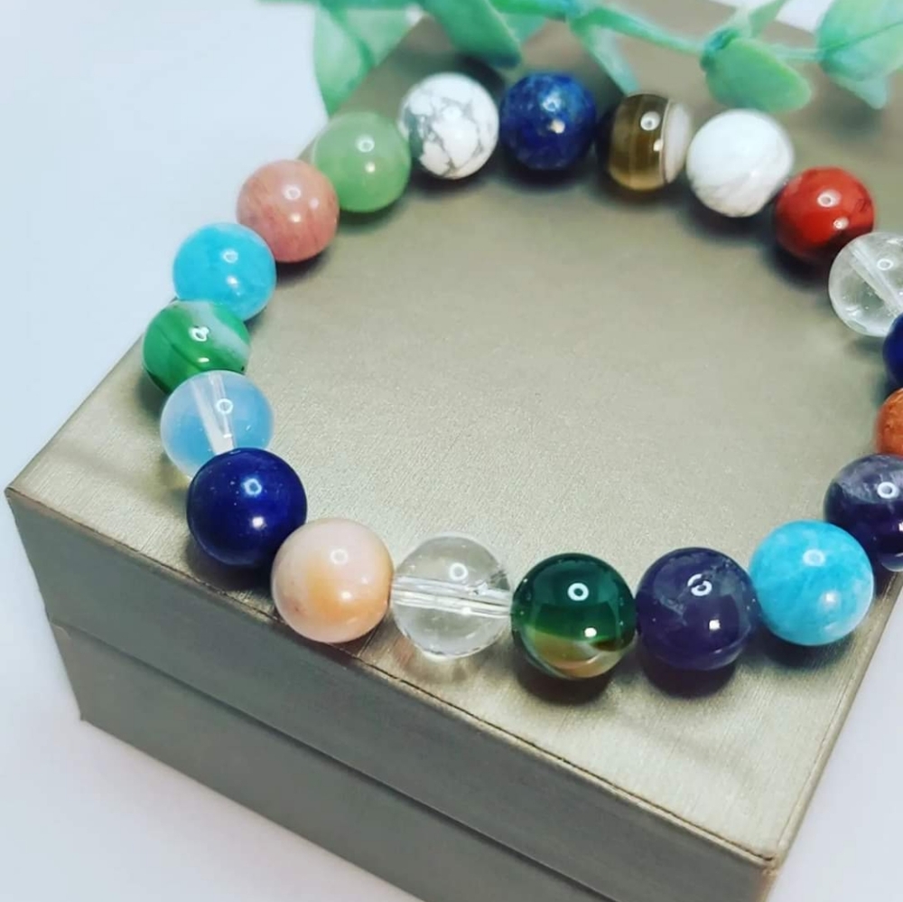 Mixed crystals bracelet 10 mm
